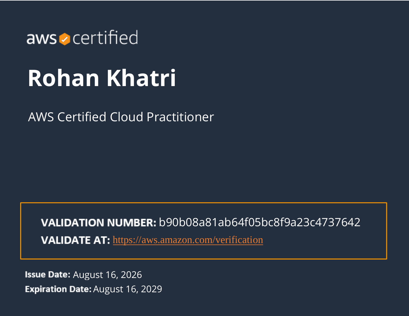AWS Cloud Practitioner certificate