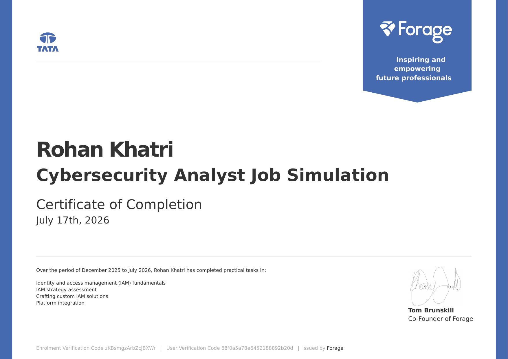 Cybersecurity Analyst Job Simulation badge