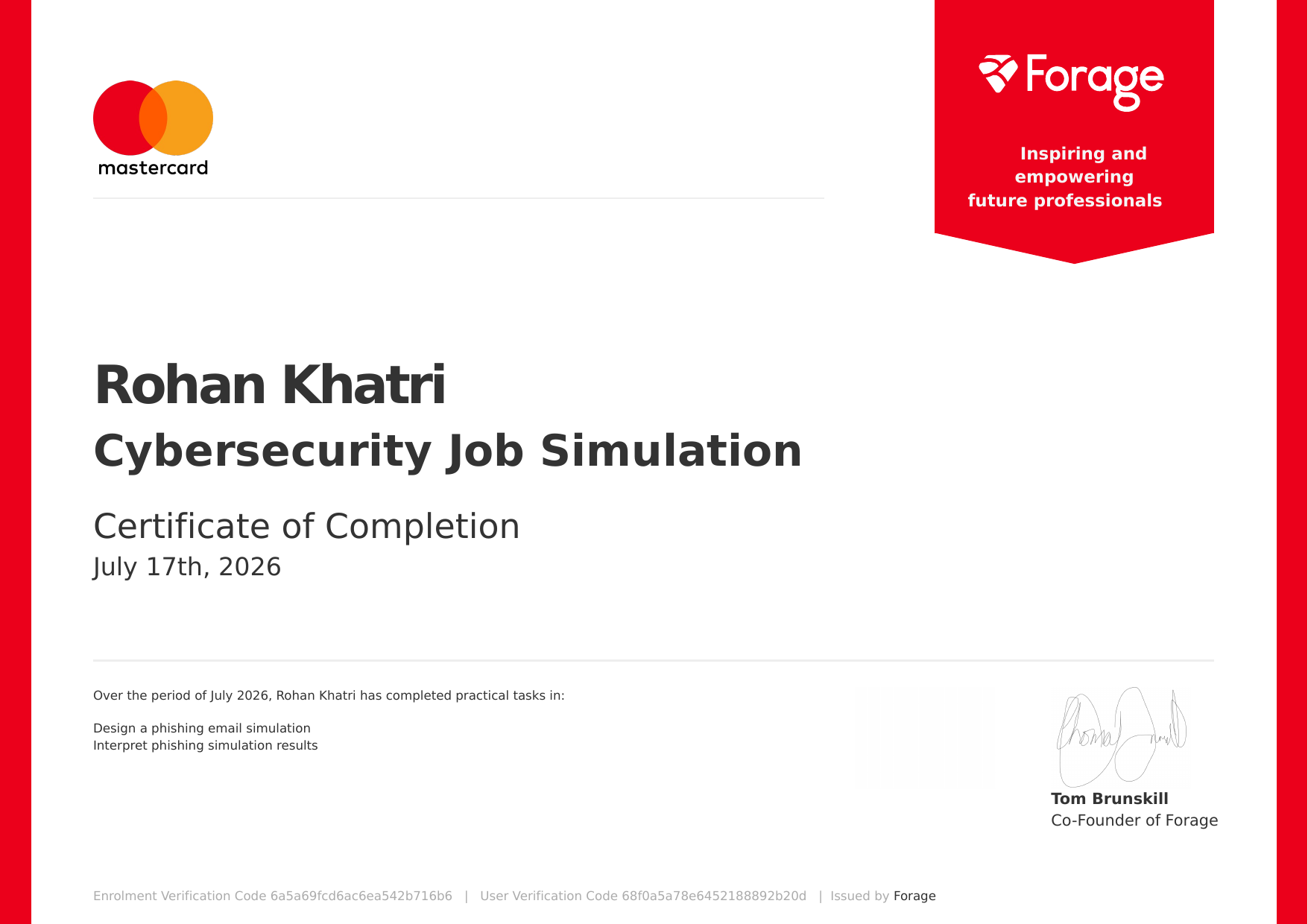 Cybersecurity Job Simulation badge